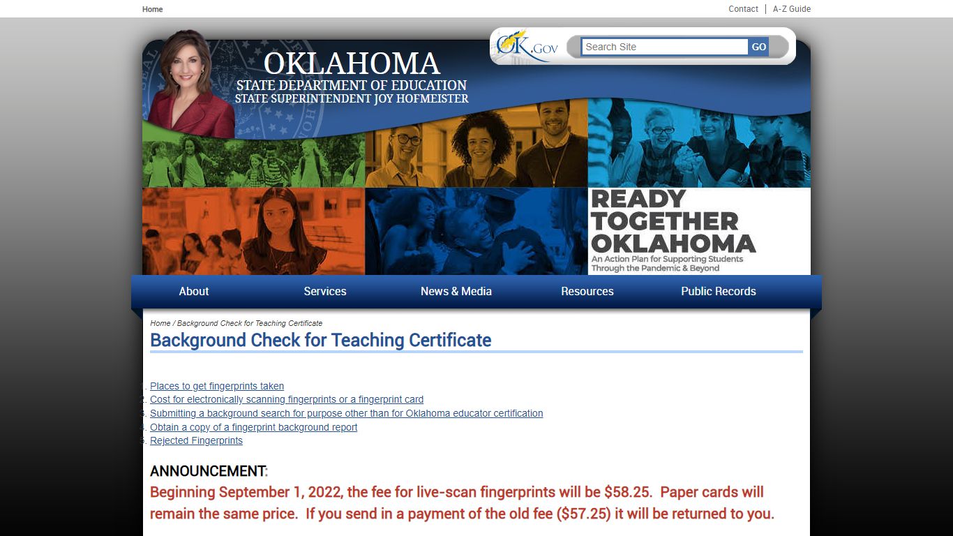 Background Check for Teaching Certificate | Oklahoma State Department ...